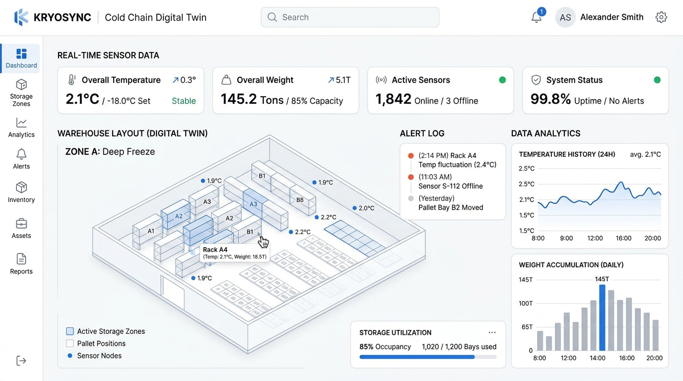 AR-based Digital Twin Cold Storage Platform Dashboard